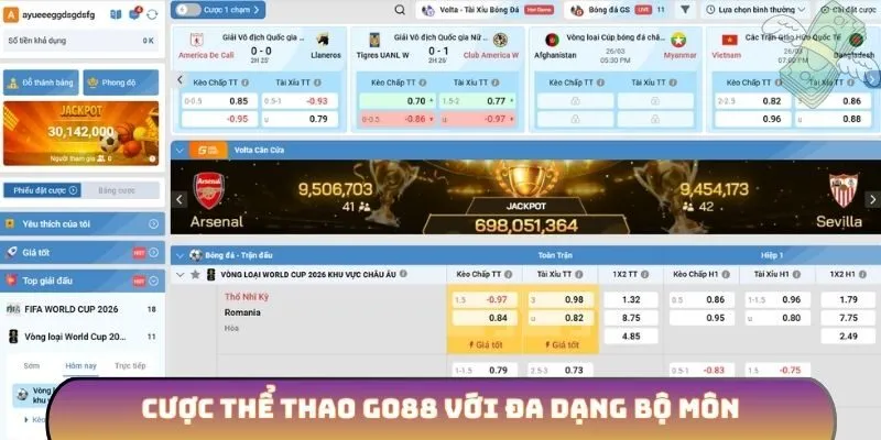 Cược thể thao GO88 với đa dạng bộ môn