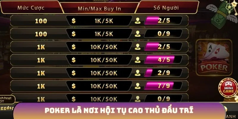 Poker là nơi hội tụ cao thủ đấu trí