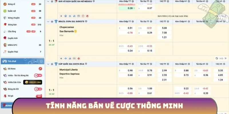 Tính năng bán vé cược thông minh